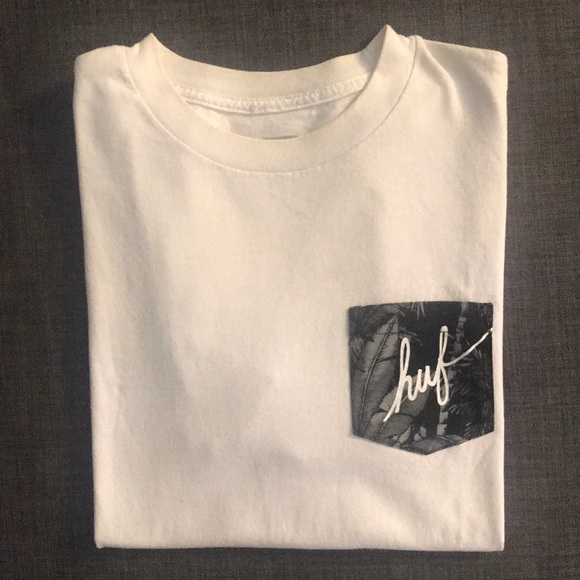 Men's Medium white HUF palm frond Pocket Tee - Picture 5 of 5